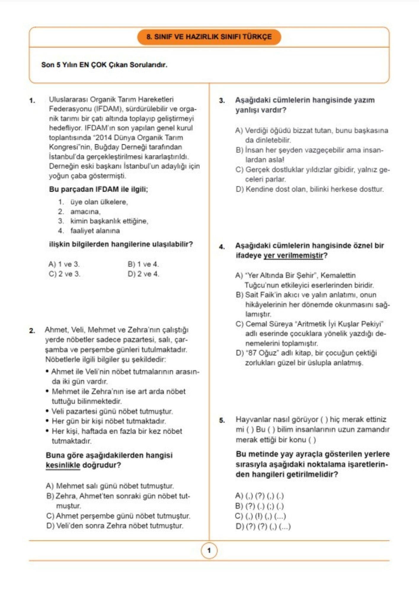 2024 8. Sınıf  ve Hazırlık Bursluluk Sınav Seti (5 Fasikül Kitap)