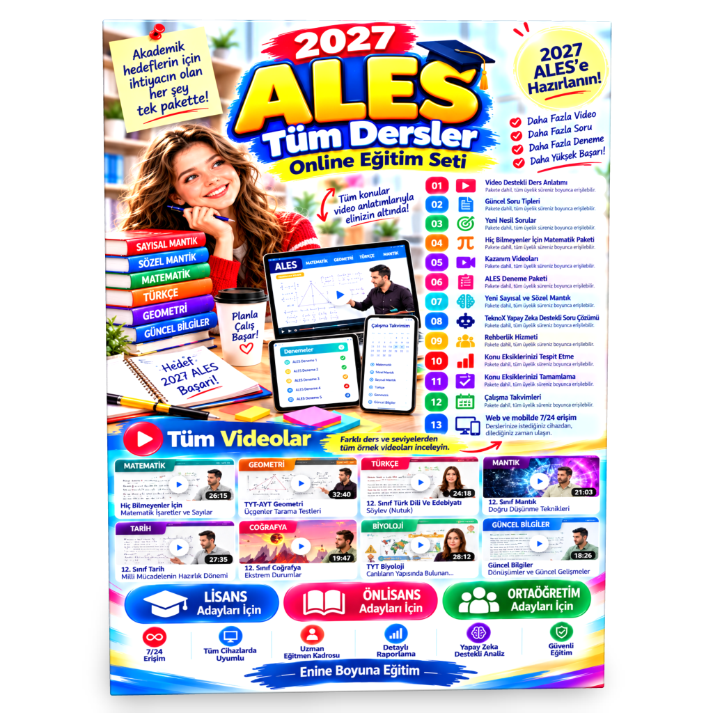 2027 ALES Tüm Dersler Online Eğitim Seti