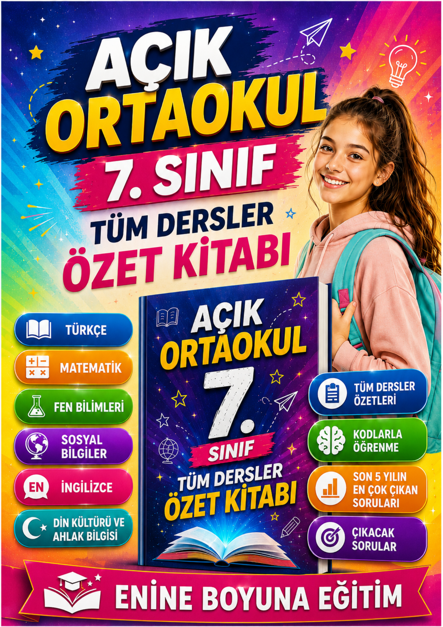 AÇIK ORTAOKUL KONU ÖZETLİ SORU BANKASI SETİ (5-6-7-8. SINIFLAR)