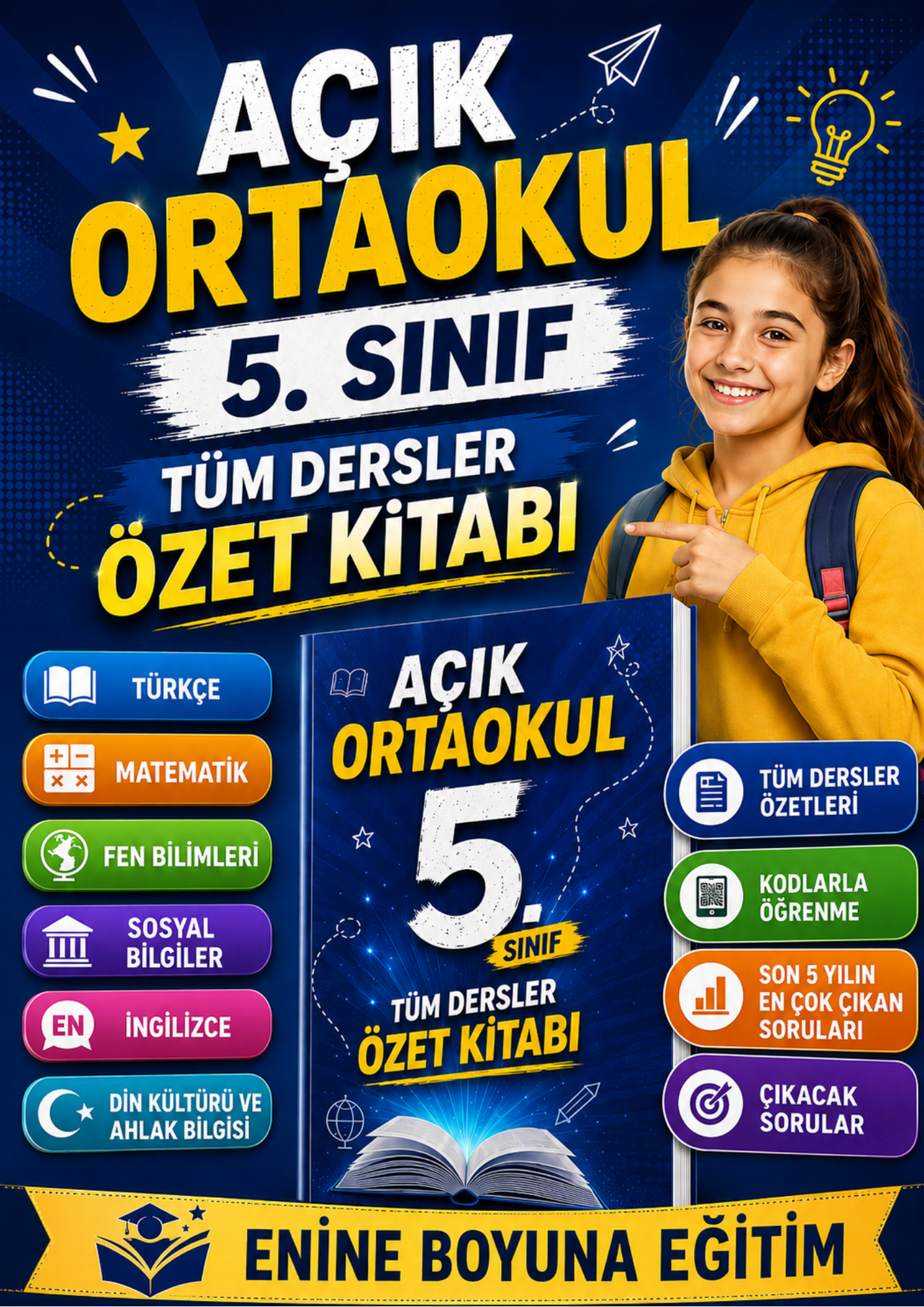 AÇIK ORTAOKUL KONU ÖZETLİ SORU BANKASI SETİ (5-6-7-8. SINIFLAR)