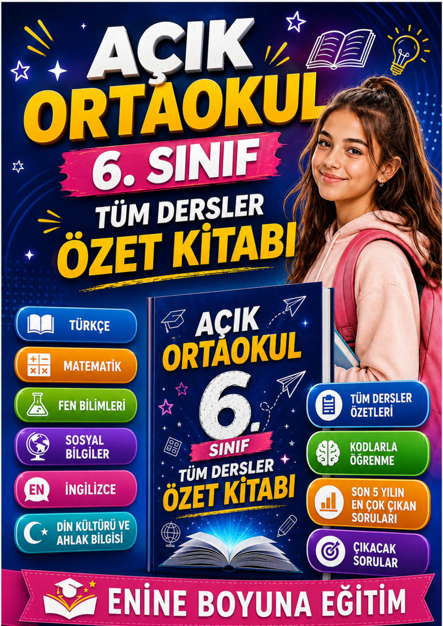 AÇIK ORTAOKUL KONU ÖZETLİ SORU BANKASI SETİ (5-6-7-8. SINIFLAR)
