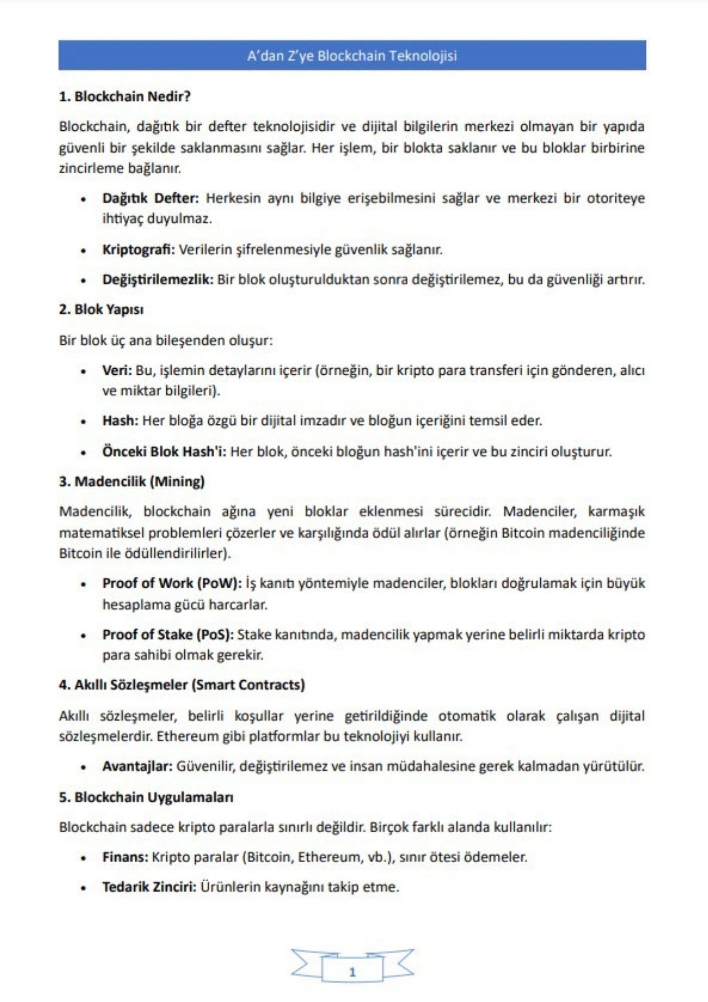 A'dan Z'ye Blockchain Ders Notları