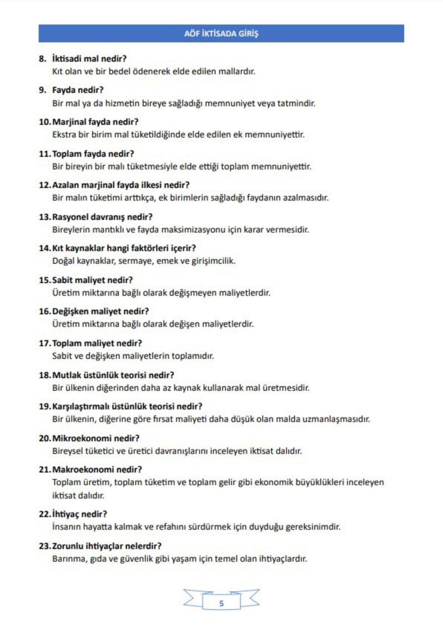 AÖF İktisada Giriş Kitabı