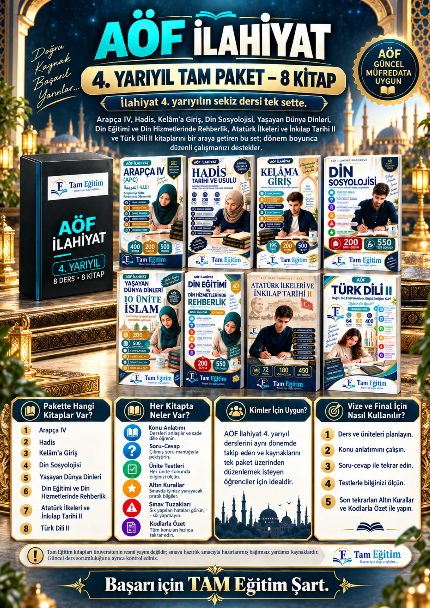 AÖF İlahiyat 4. Yarıyıl Tam Paket – 8 Kitap