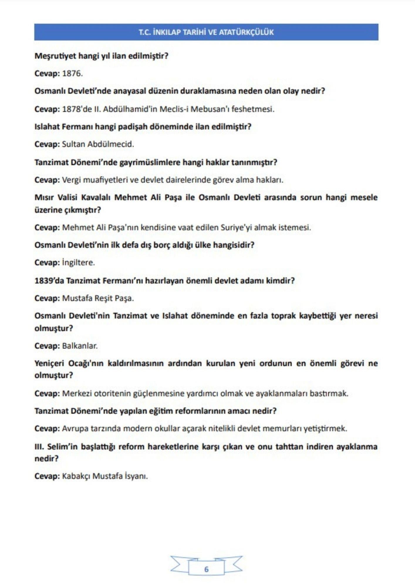 AÖF İnkılap Tarihi 1-2 Ders NOTLARI