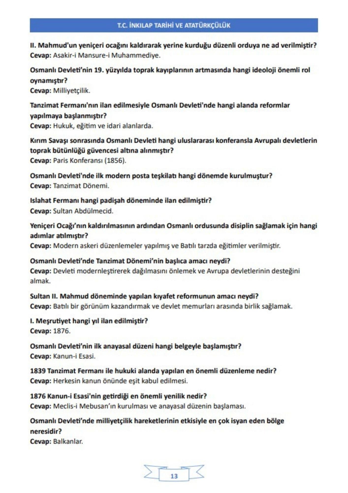 AÖF İnkılap Tarihi 1-2 Ders NOTLARI