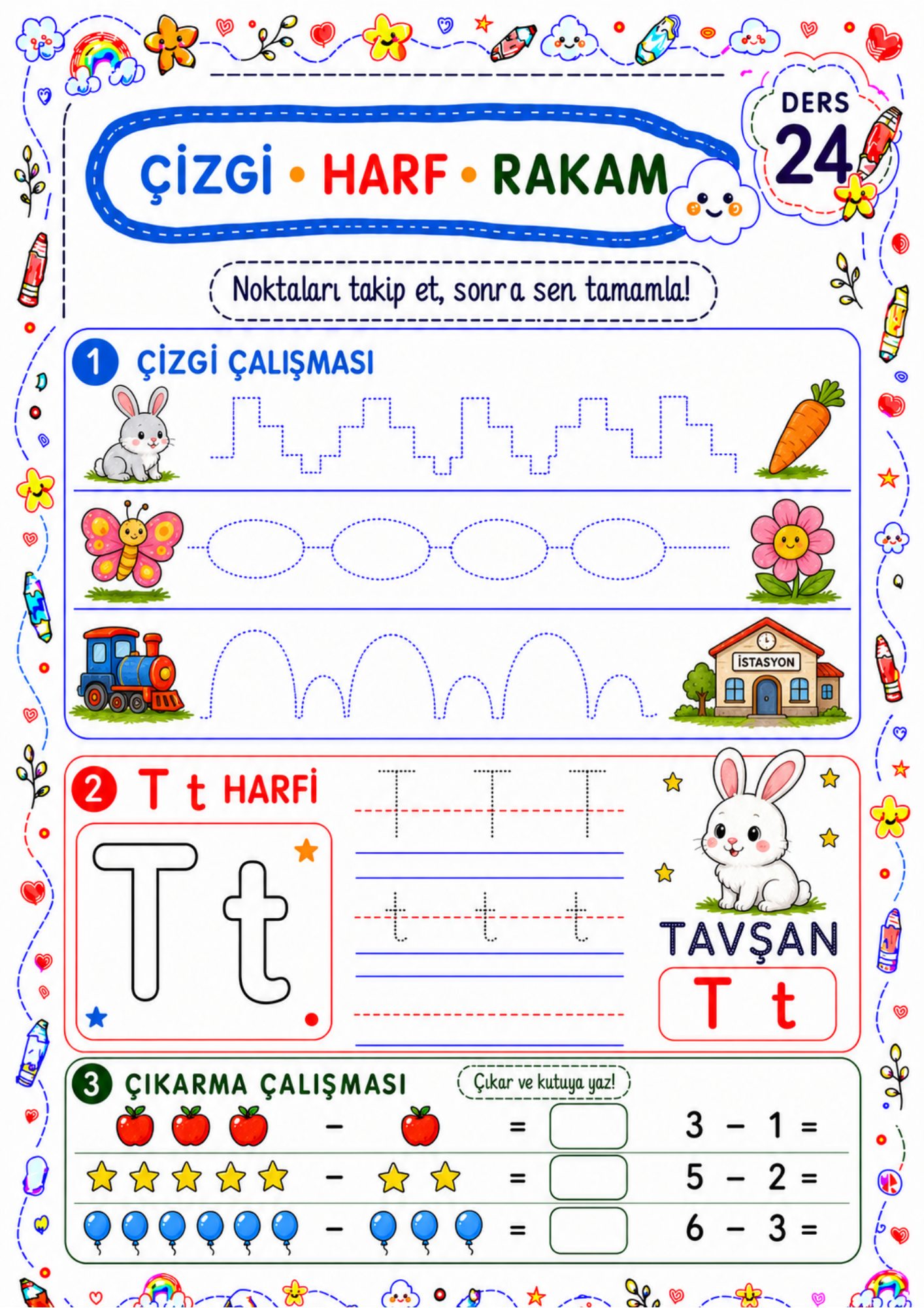 ÇİZGİDEN SAYILARA – YAZ-SİL ETKİNLİK KİTABIM