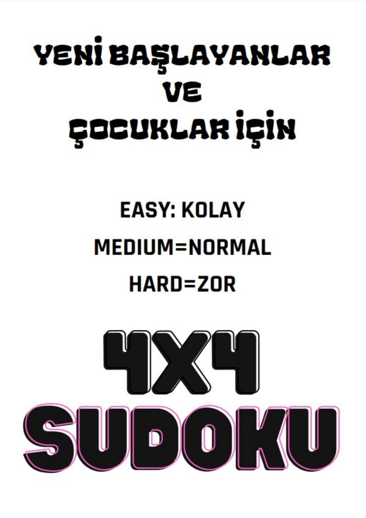 Çocuklar İçin 4x4 Sudoku Kitabı (360 Sudoku)