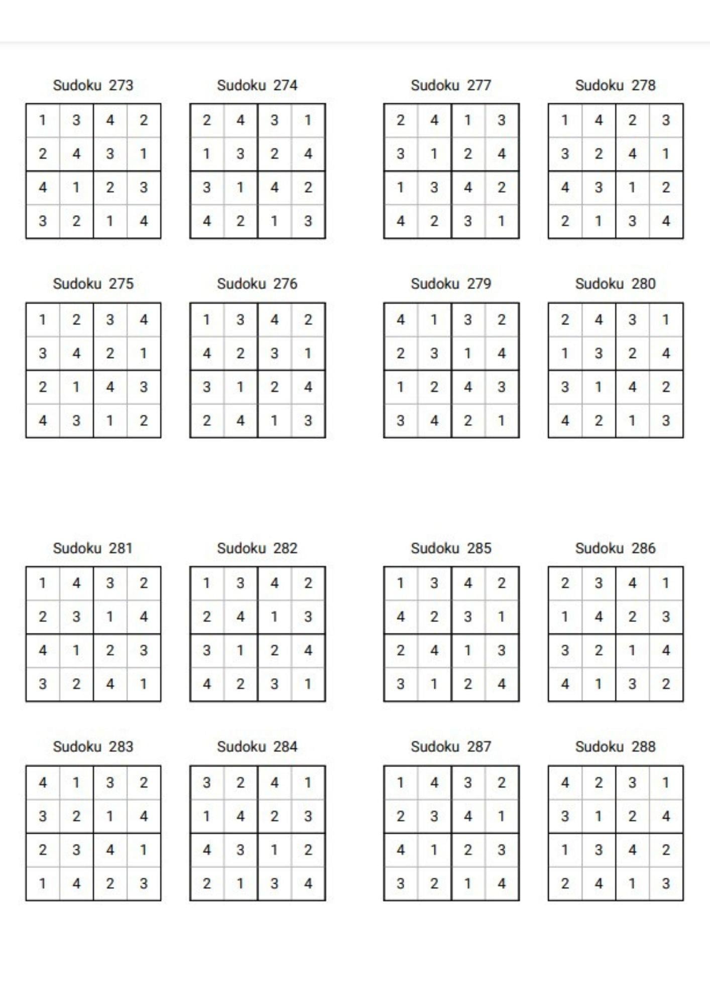 Çocuklar İçin 4x4 Sudoku Kitabı (360 Sudoku)