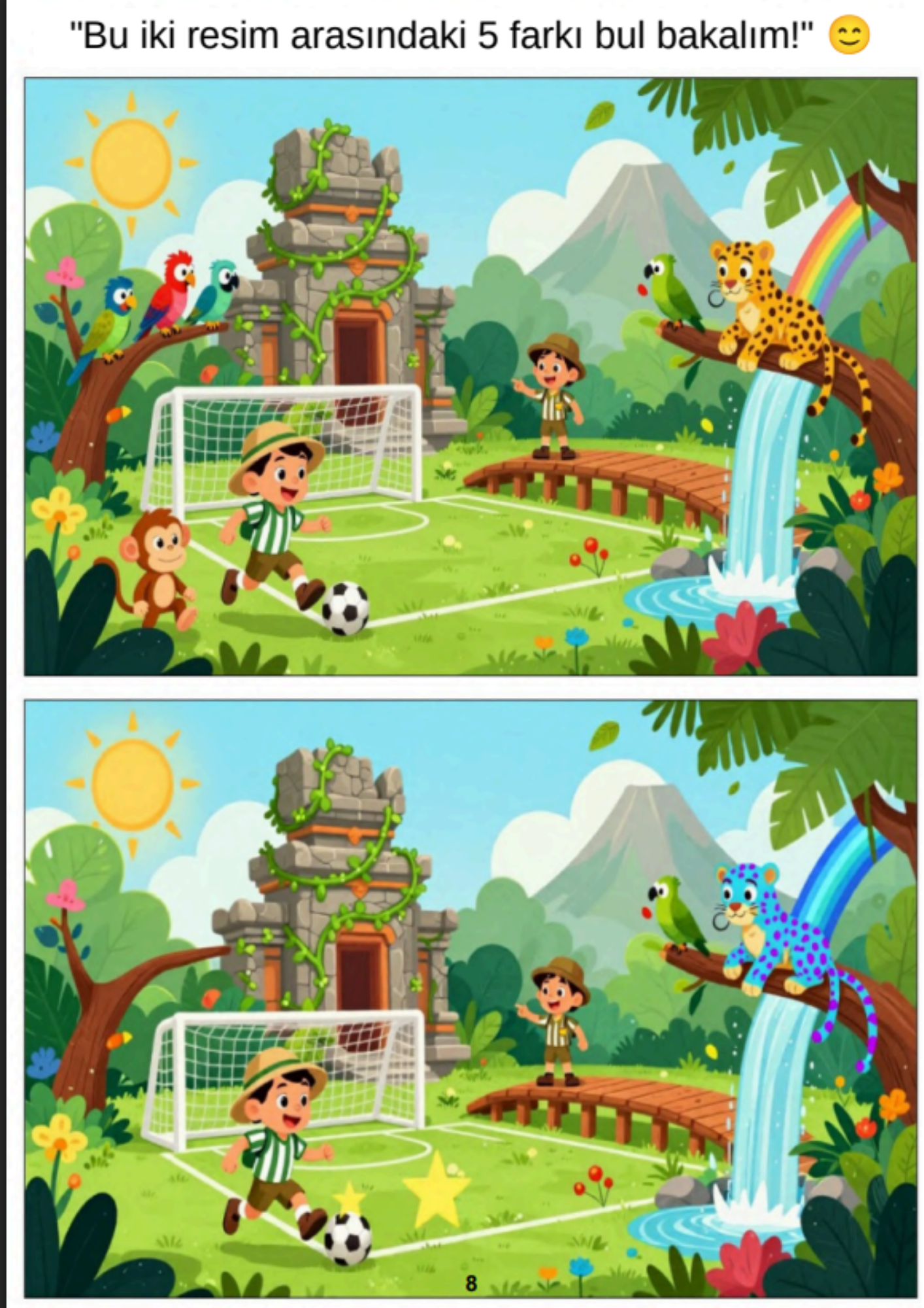 Çocuklar İçin Futbol Temalı Fark Bulma Kitabı