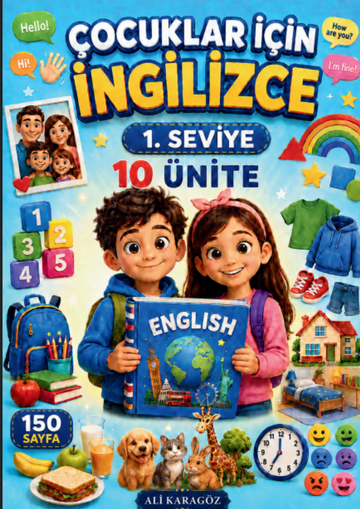 ÇOCUKLAR İÇİN OKUL ÖNCESİ İNGİLİZCE EĞİTİM SETİ – 3 SEVİYE, 450 DERS, TAM SAYFA RENKLİ