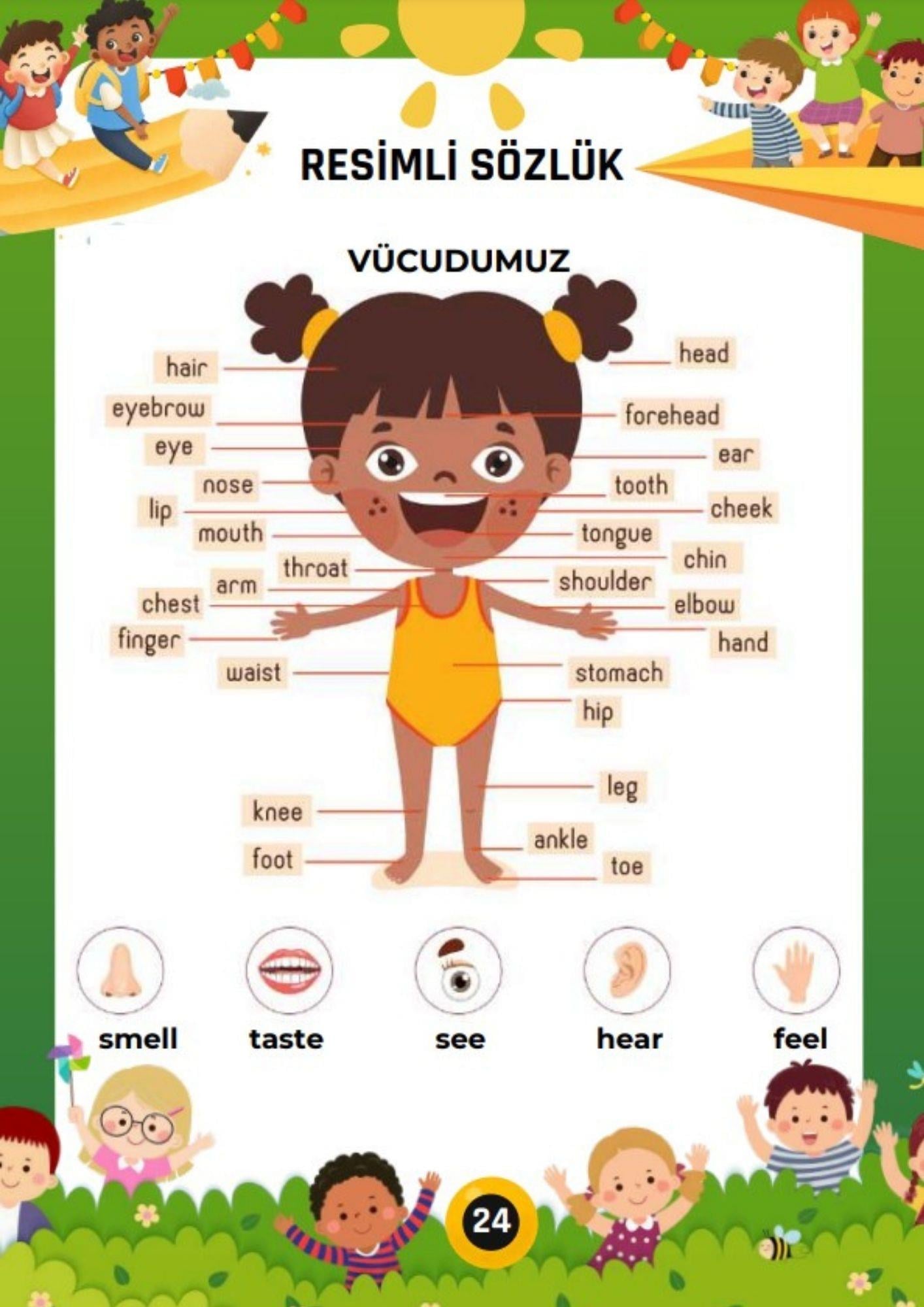 Çocuklar İçin Resimli İngilizce YAZ-SİL Sözlük (250 Temel Sözcük)