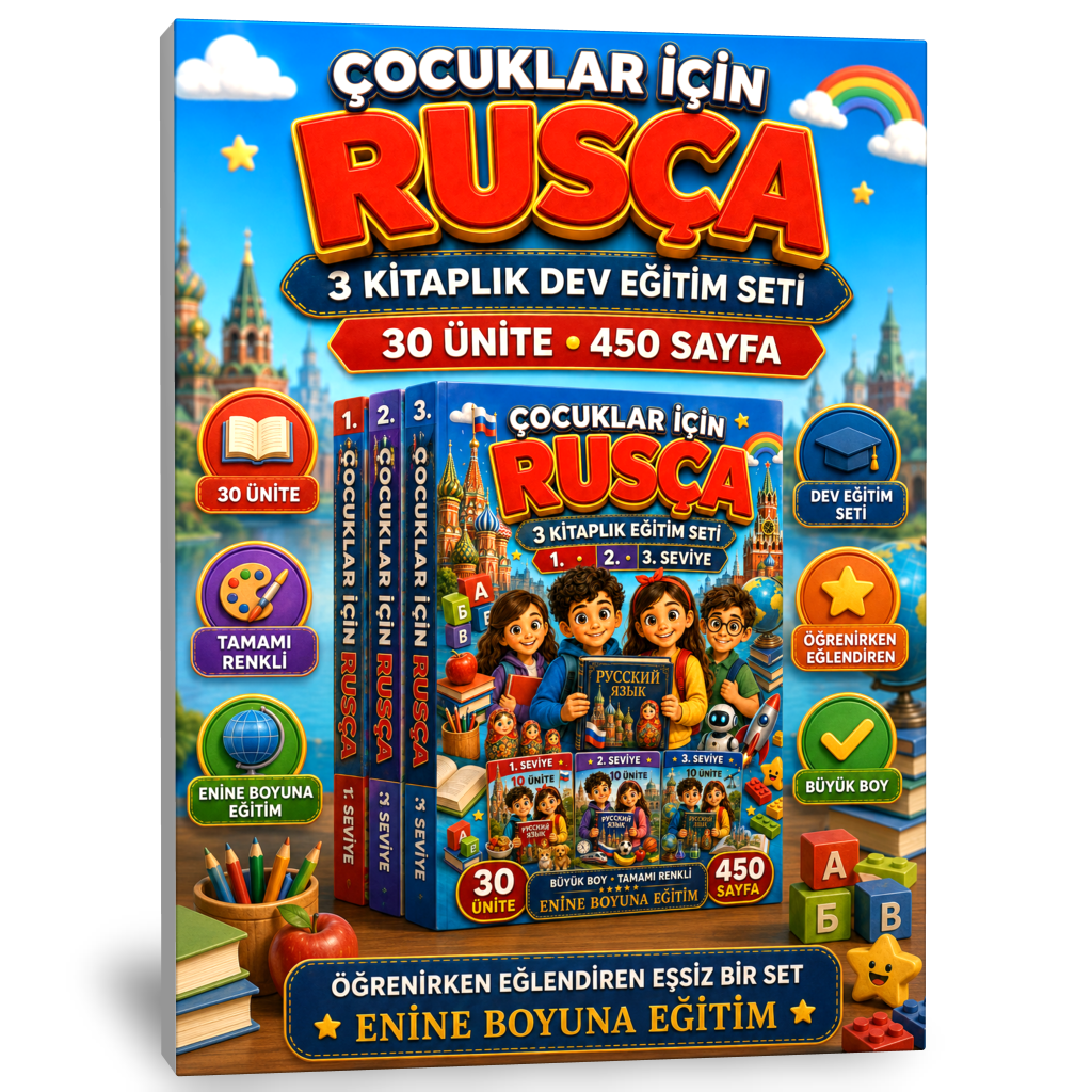 ÇOCUKLAR İÇİN RUSÇA – 3 KİTAPLIK DEV EĞİTİM SETİ