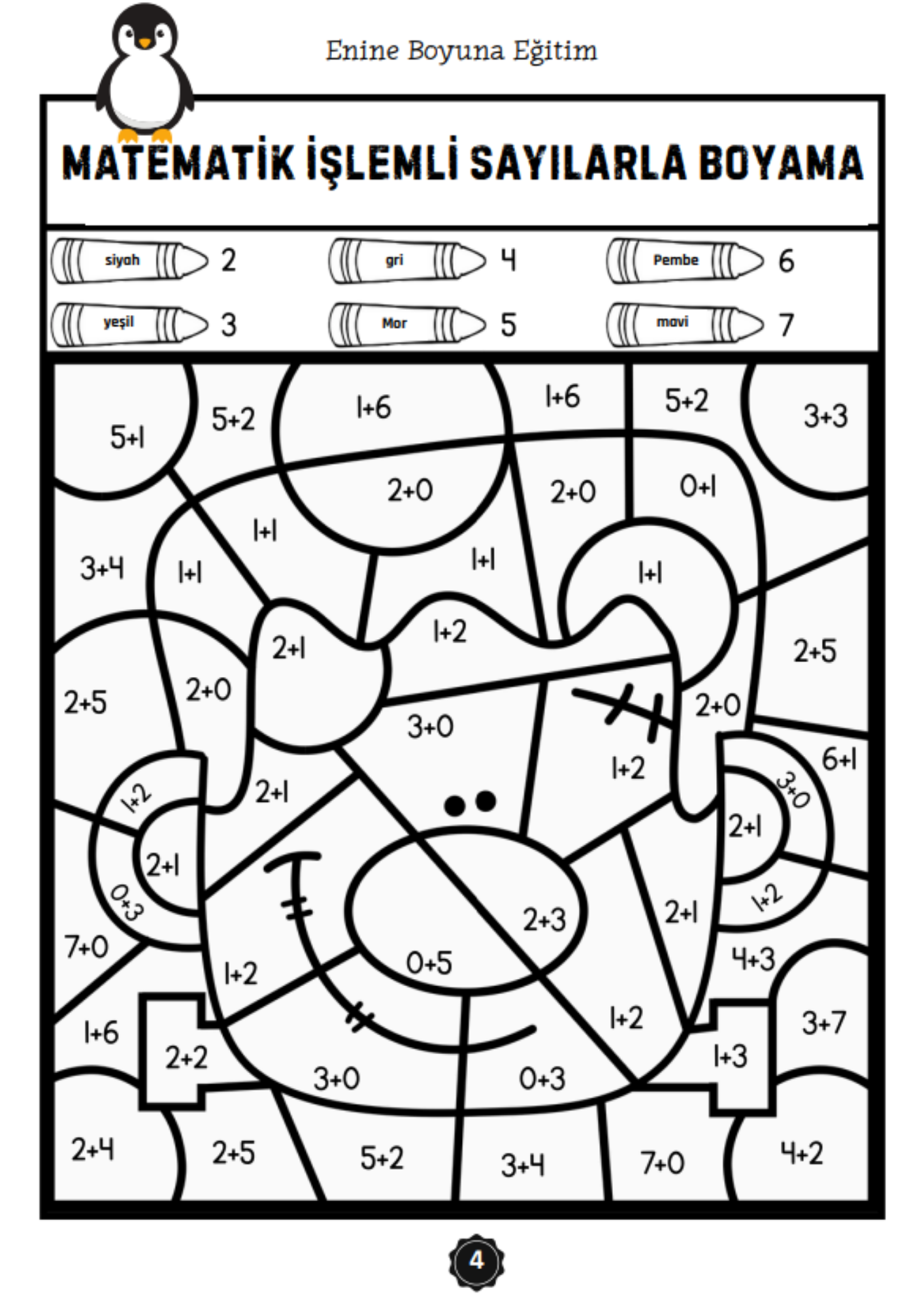 Çocuklara Matematik Öğreten Sayılarla Boyama (Toplama – Çıkarma)
