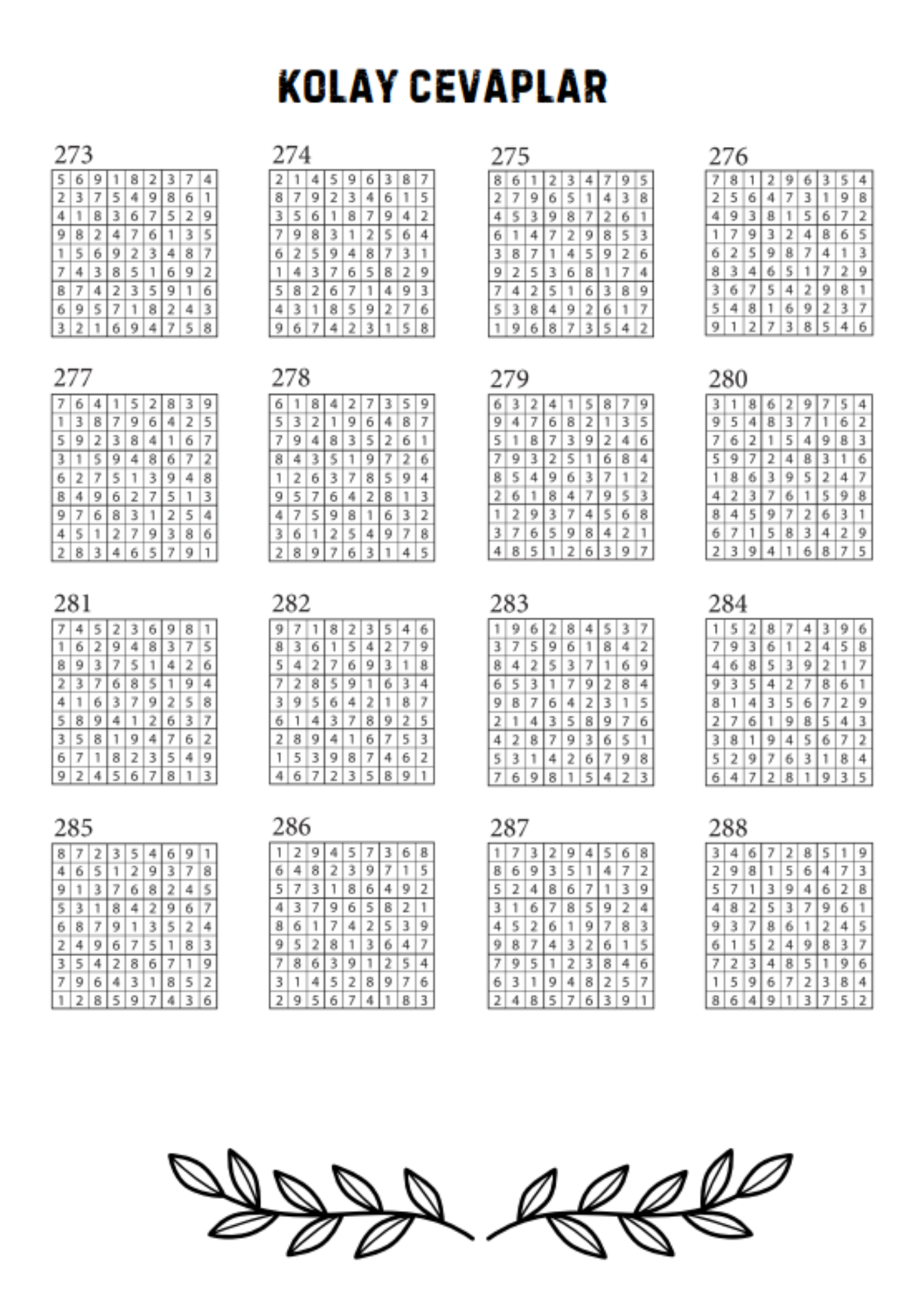 Çok Kolay – Kolay Sudoku Kitabı (320 Sudoku Cevaplarıyla)