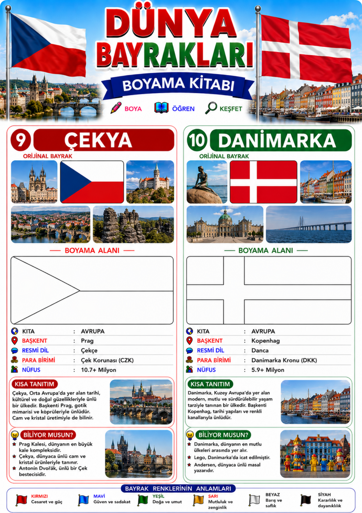 Dünya Bayrakları Boyama Kitabı Boya-Öğren-Keşfet