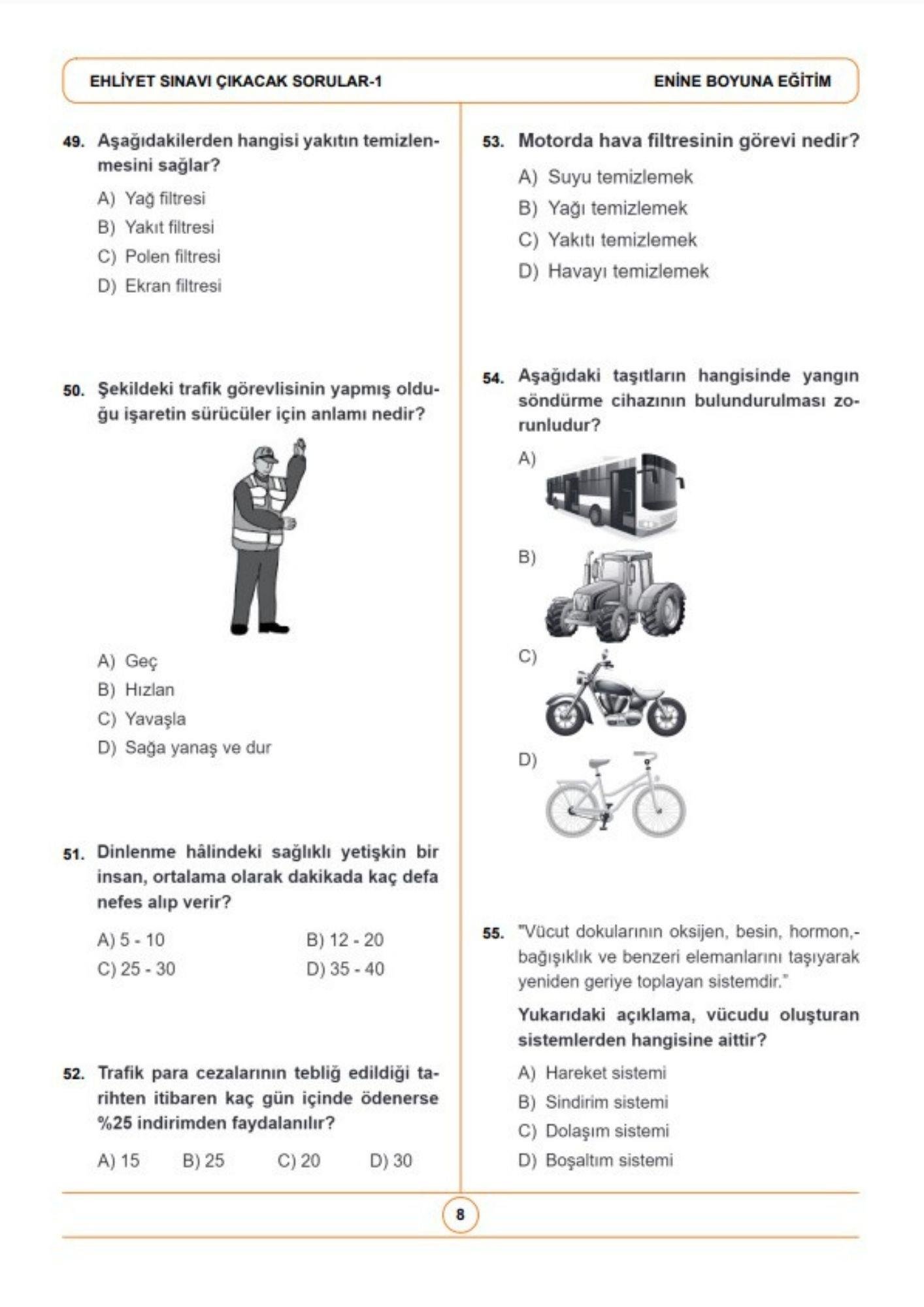 Ehliyet Deneme Seti (10 Deneme – 1000 Soru)