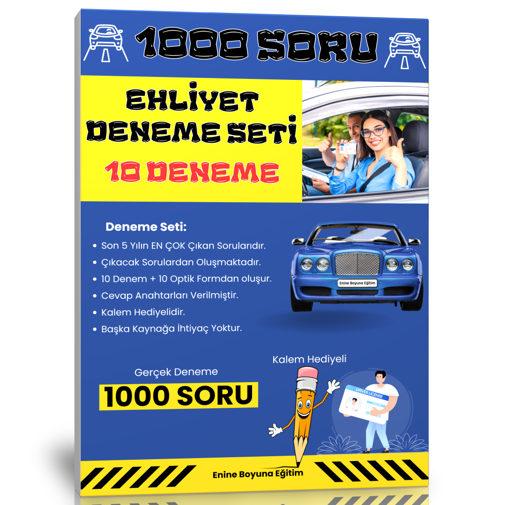 Ehliyet Deneme Seti (10 Deneme – 1000 Soru)