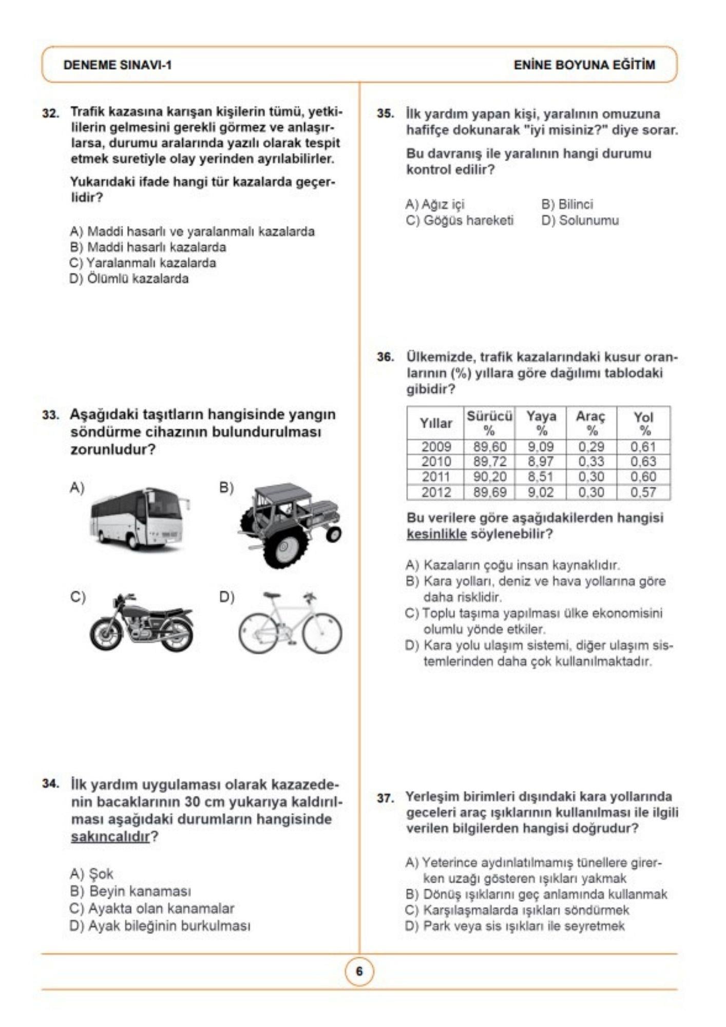 Ehliyet Deneme Yaprak Test