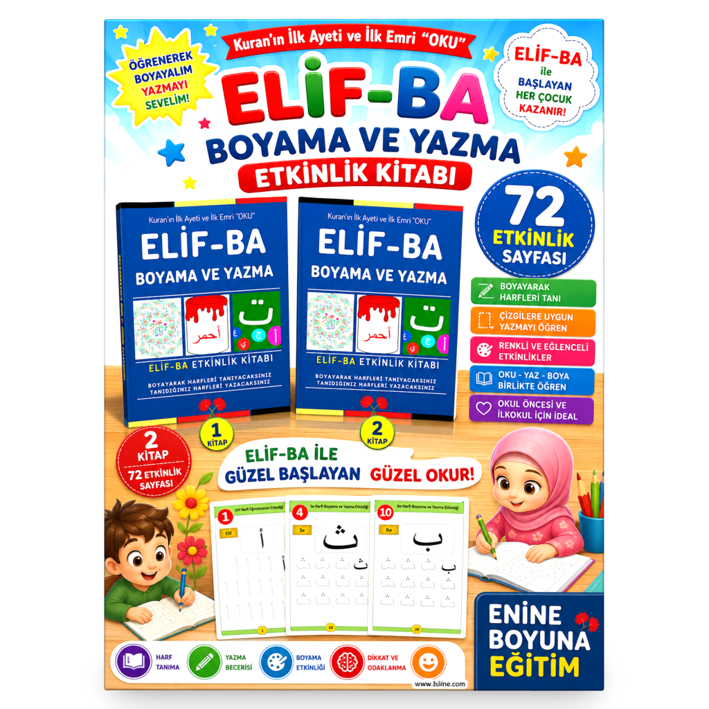 Elif-Ba Harfleri Boyama ve Yazma Kitabı
