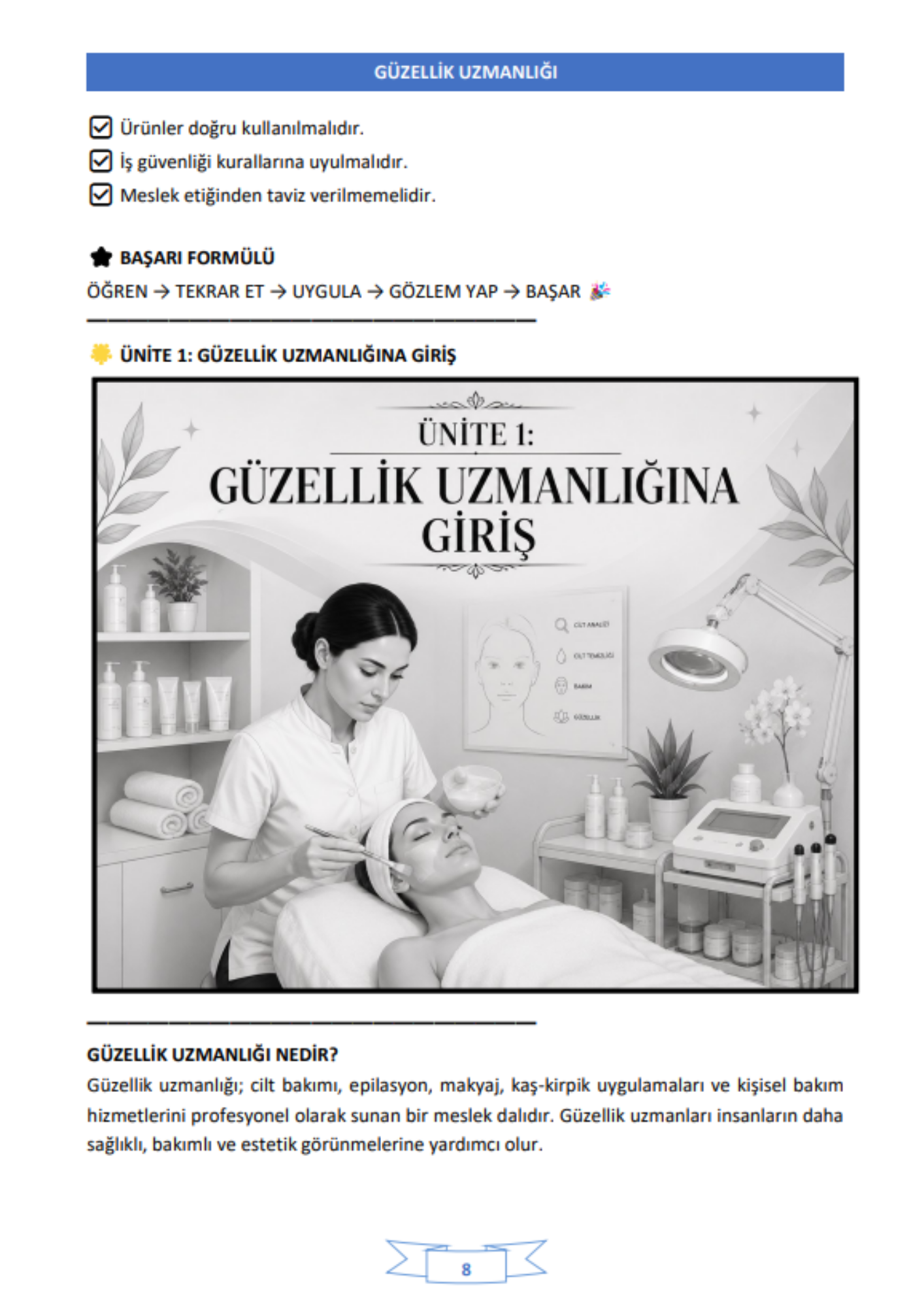 GÜZELLİK UZMANLIĞI EĞİTİM KİTABI