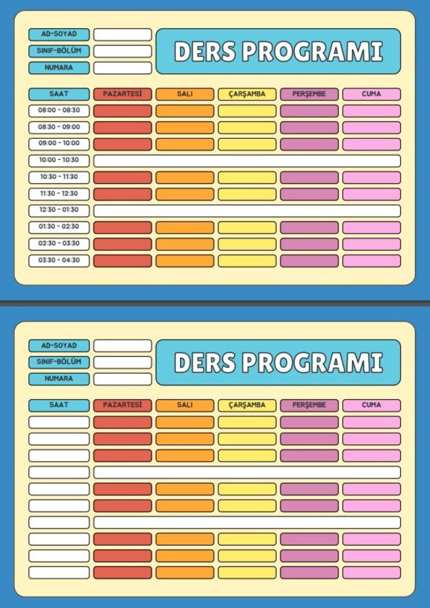 Haftalık Ders Programı YAZ-SİL