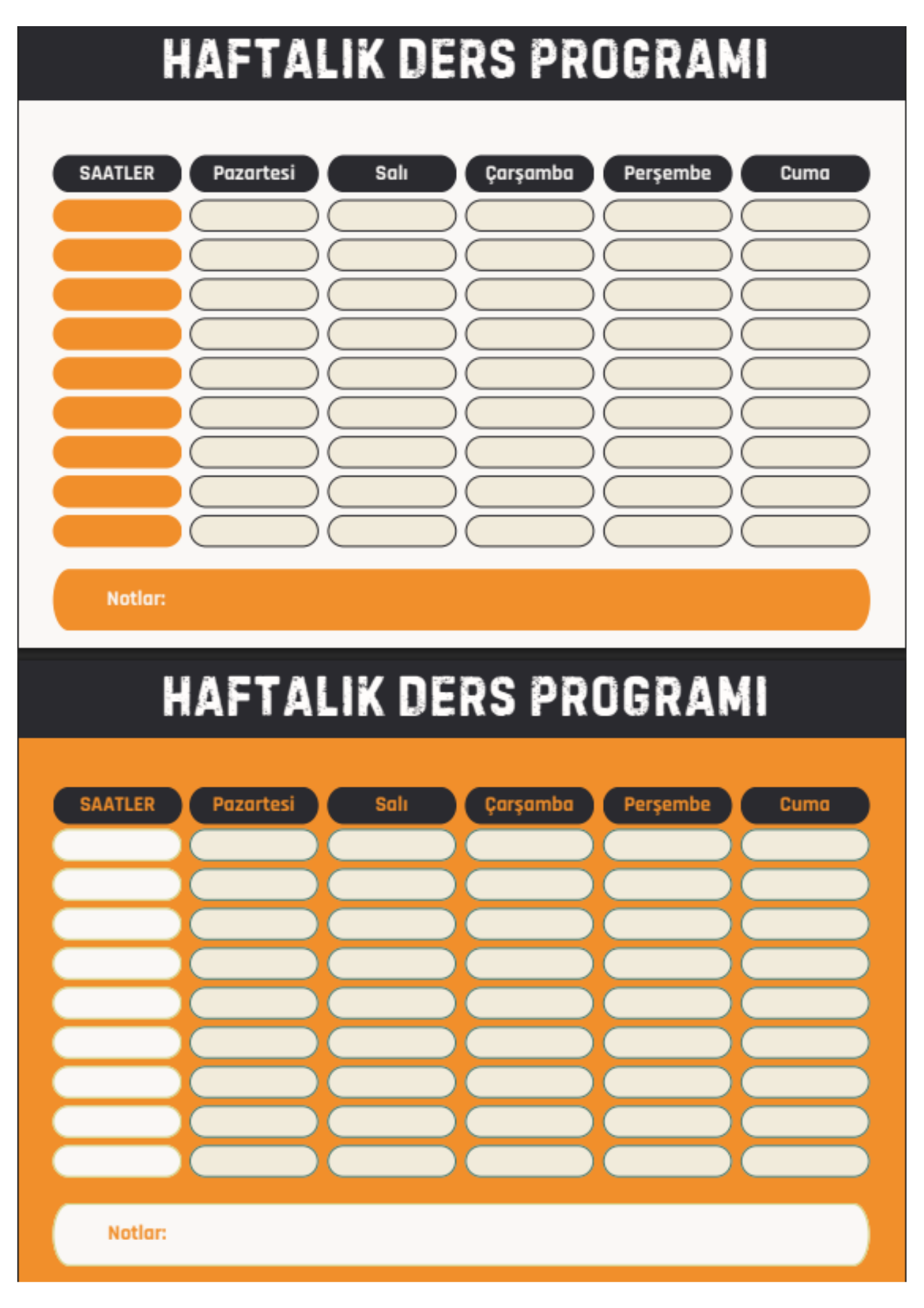 Haftalık Ders Programı YAZ-SİL Seti