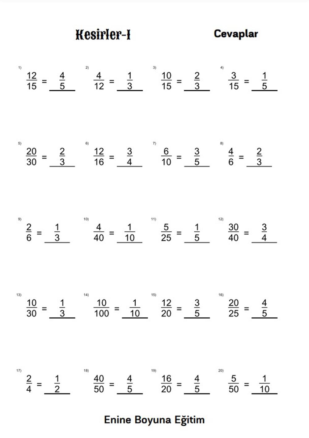 Herkes İçin Matematik Dört İşlem Alıştırmaları SÜPER KİTABI