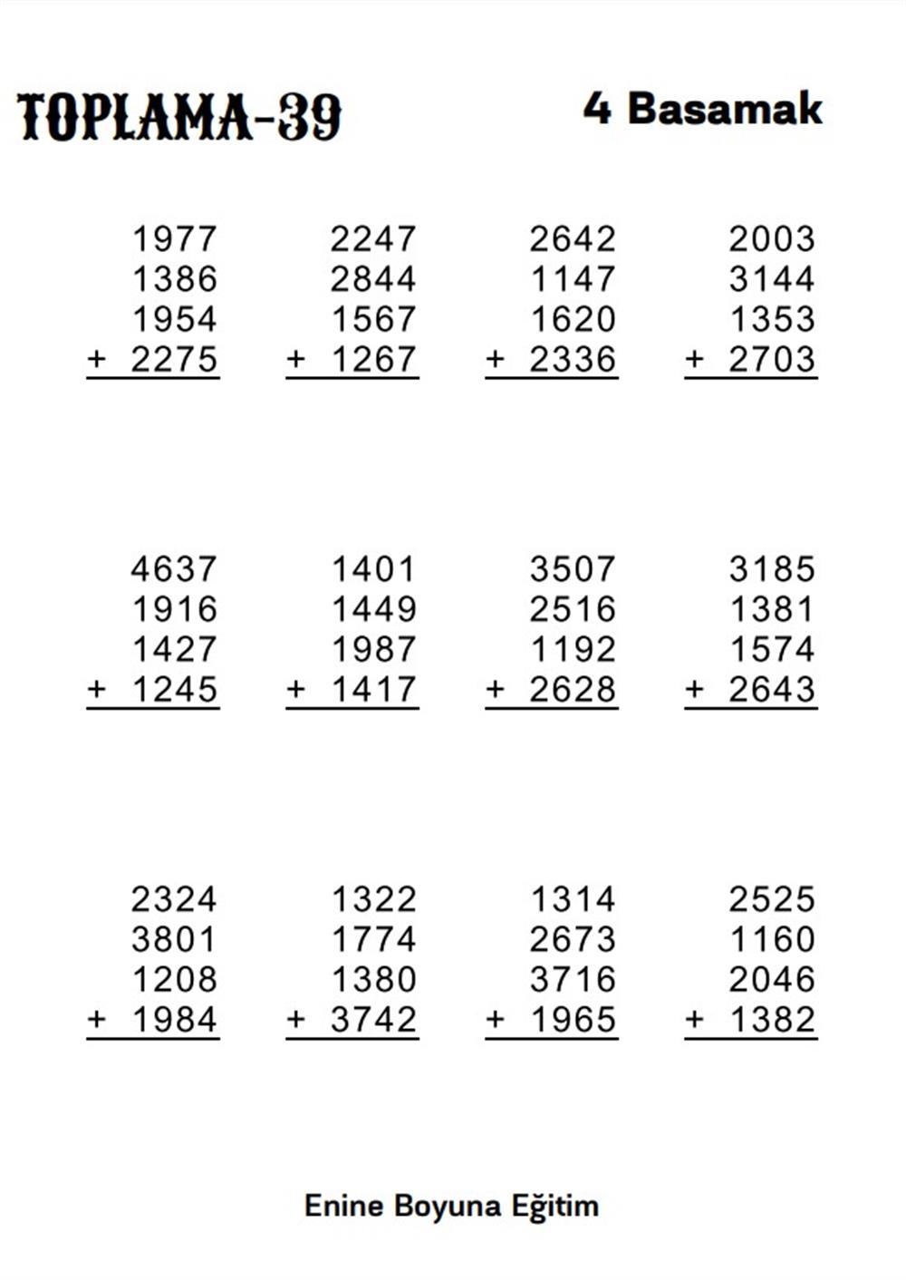 Herkes İçin Matematik Dört İşlem Alıştırmaları SÜPER KİTABI