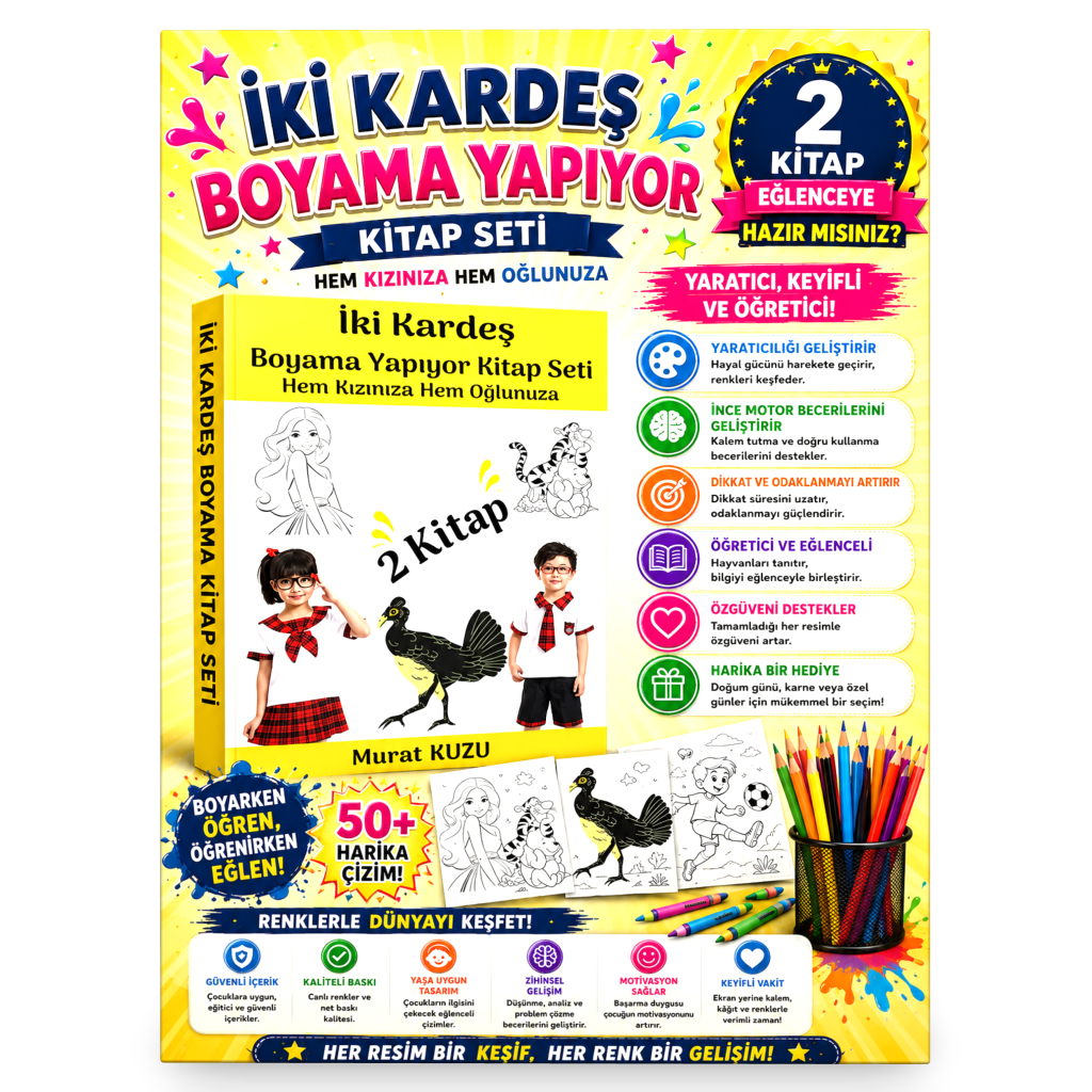 İki Kardeş Boyama Yapıyor Kitap Seti (2 Kitap)