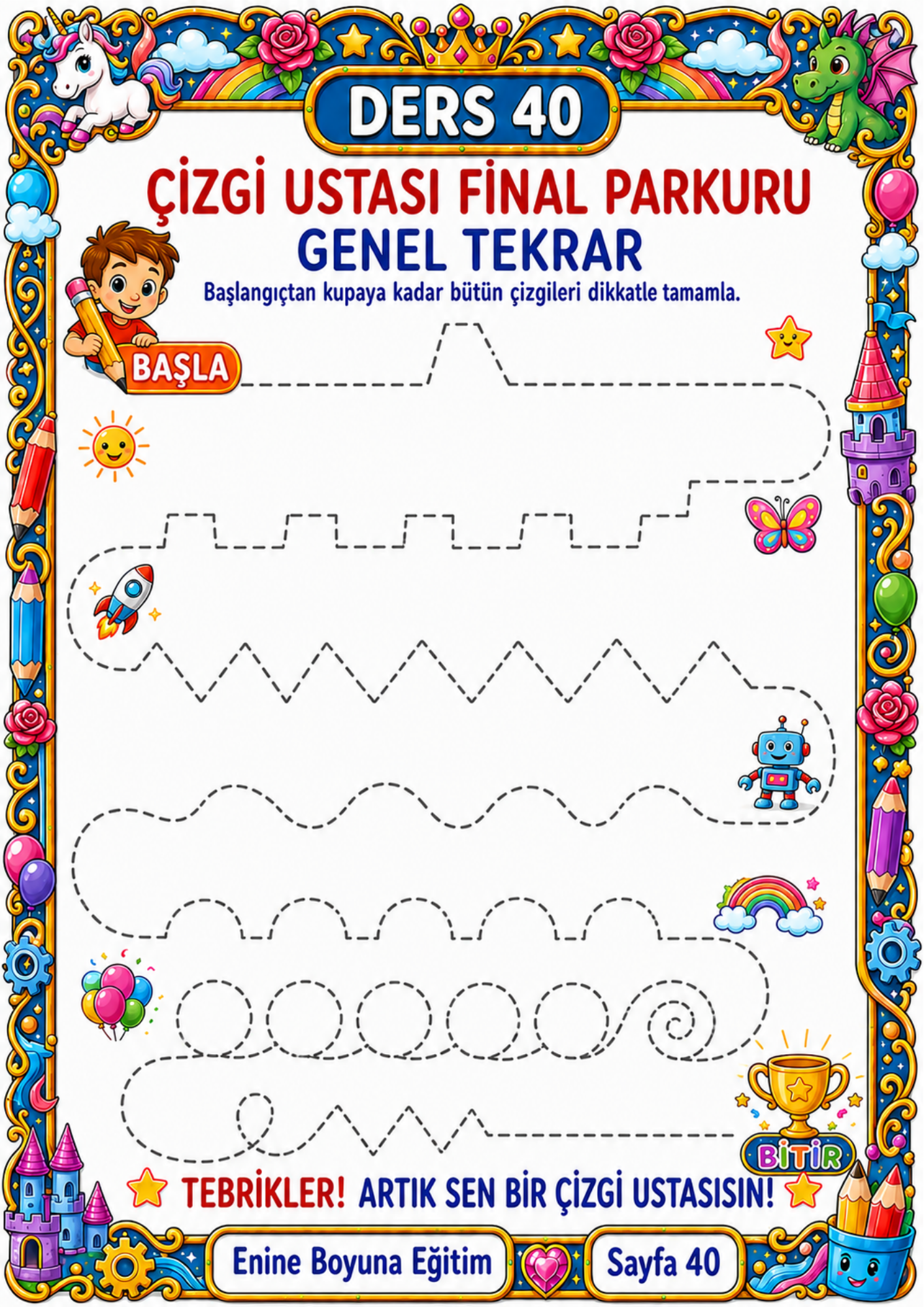 İLK ÇİZGİ KİTABIM YAZ-SİL – 40 ETKİNLİK SAYFASI