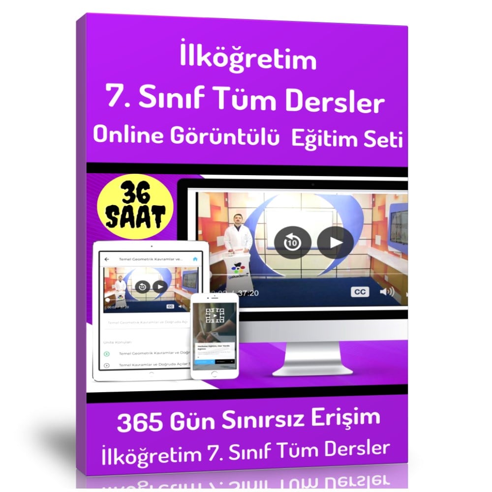 İlköğretim 7. Sınıf Tüm Dersler Online Görüntülü Eğitim Seti