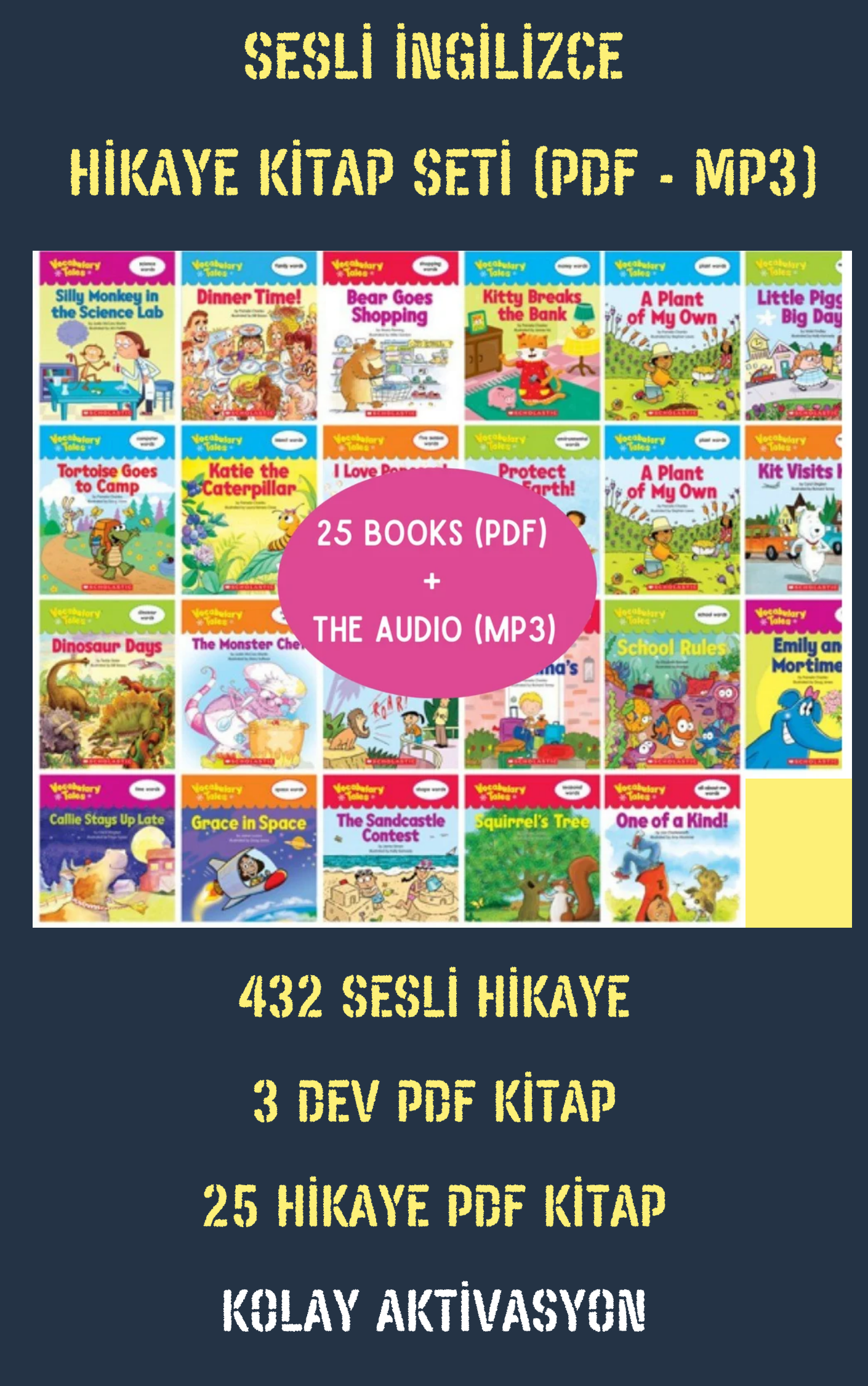 İngilizce Hikâye Sesli Kitap Seti (PDF-MP3-Audio)