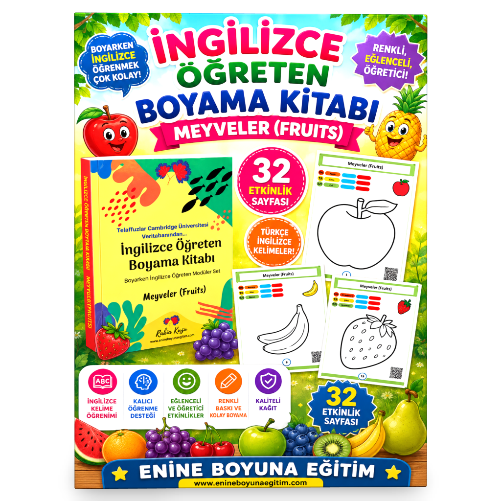 İngilizce Öğreten Boyama Kitabı (Meyveler)