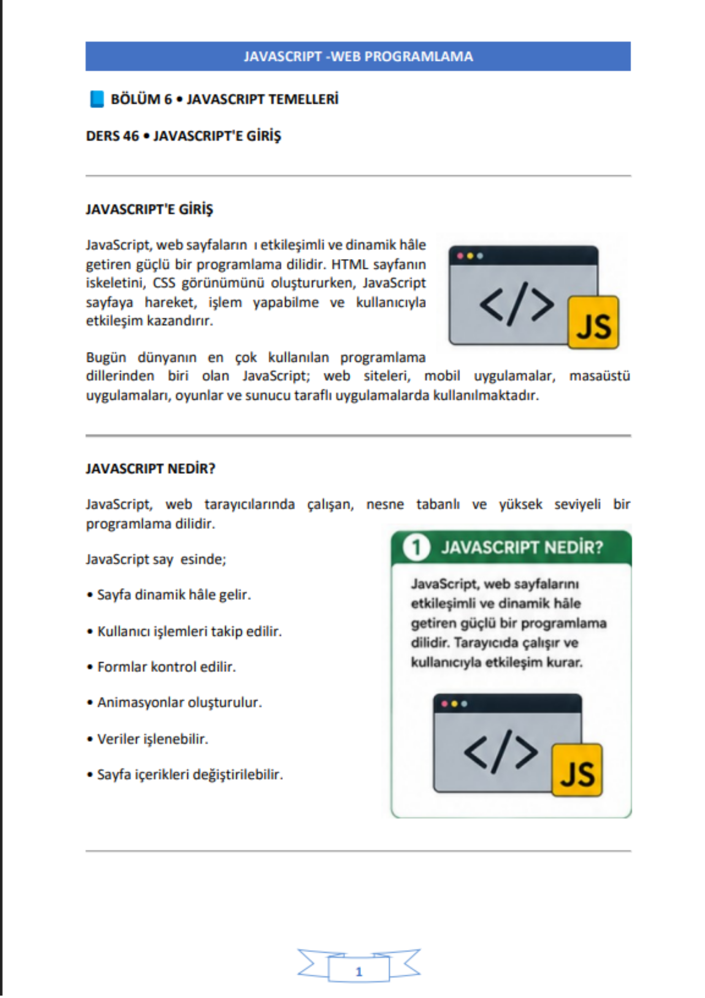 JavaScript Eğitim Kitabı Temelden Uygulamaya