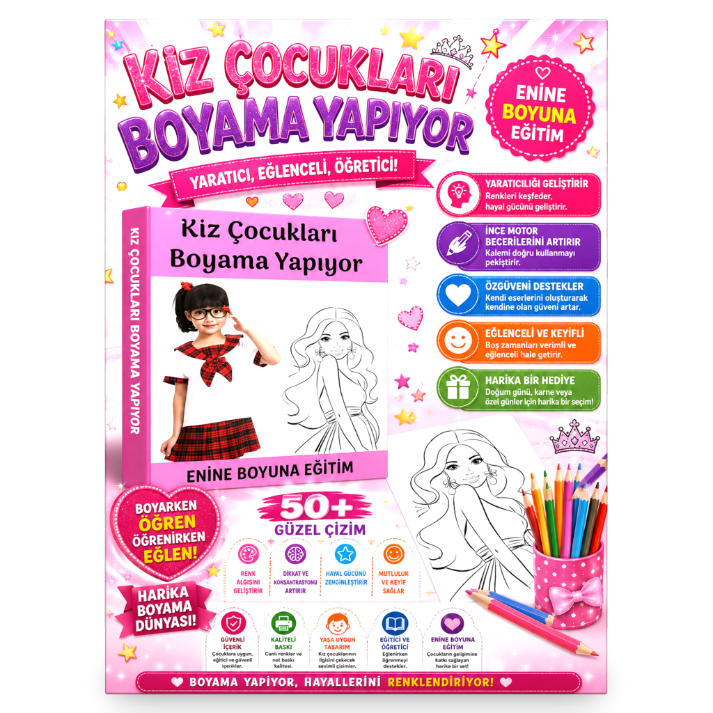 Kız Çocukları Boyama Yapıyor Kitabı
