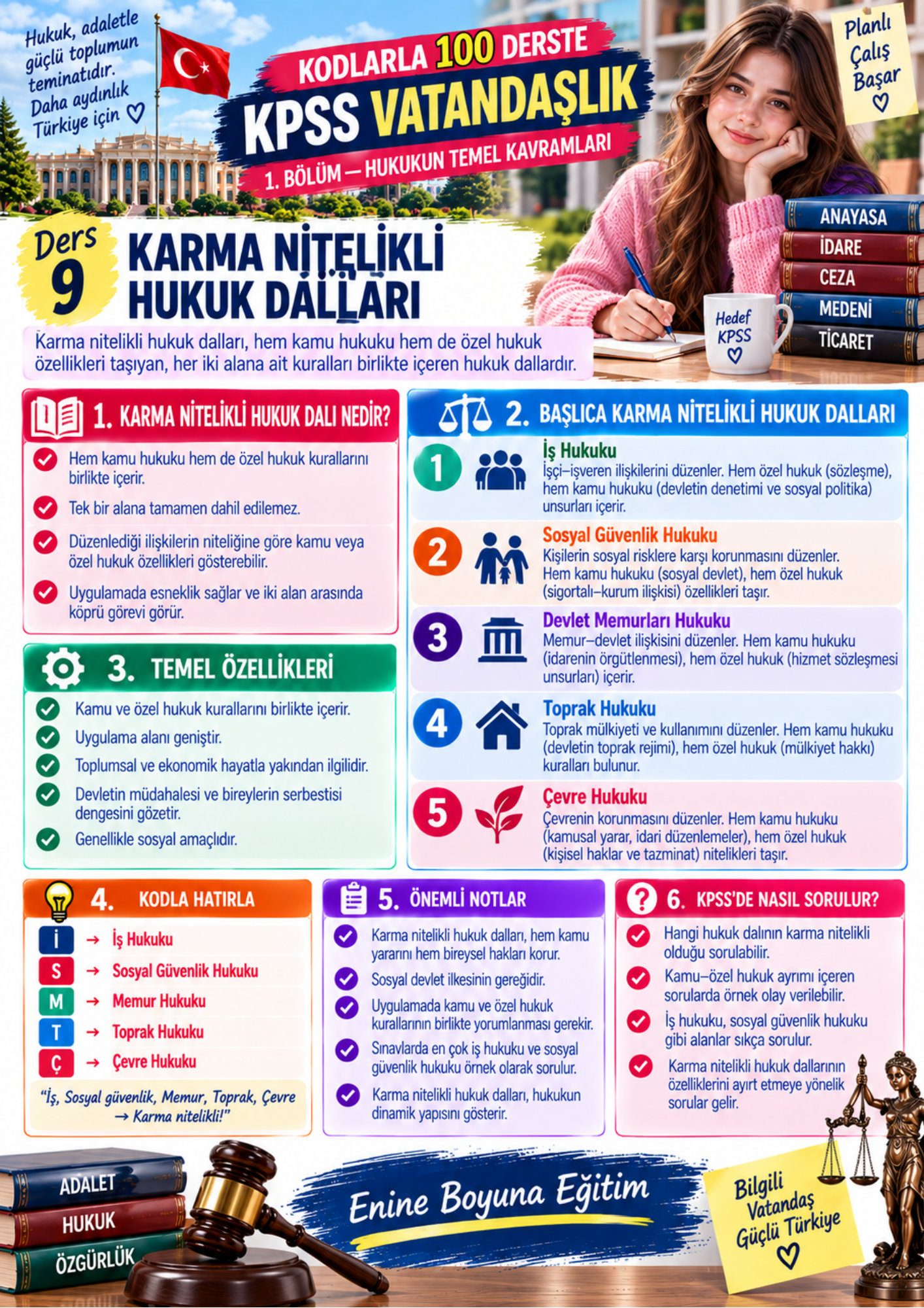 Kodlarla 100 Derste KPSS Vatandaşlık | Renkli Konu Anlatımı + 1.600 Soru