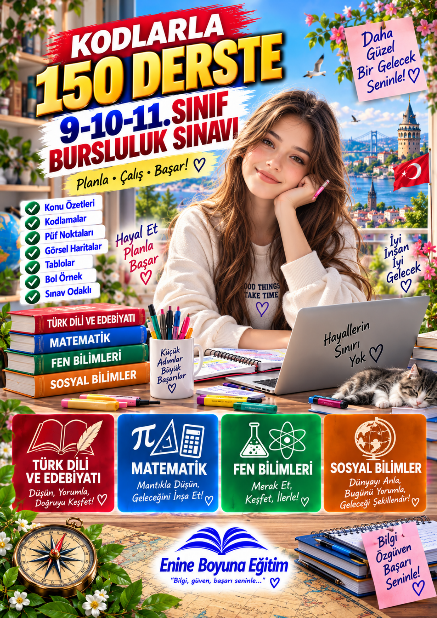 Kodlarla 150 Derste 9, 10 ve 11. Sınıf Bursluluk Sınavı Hazırlık Kitabı