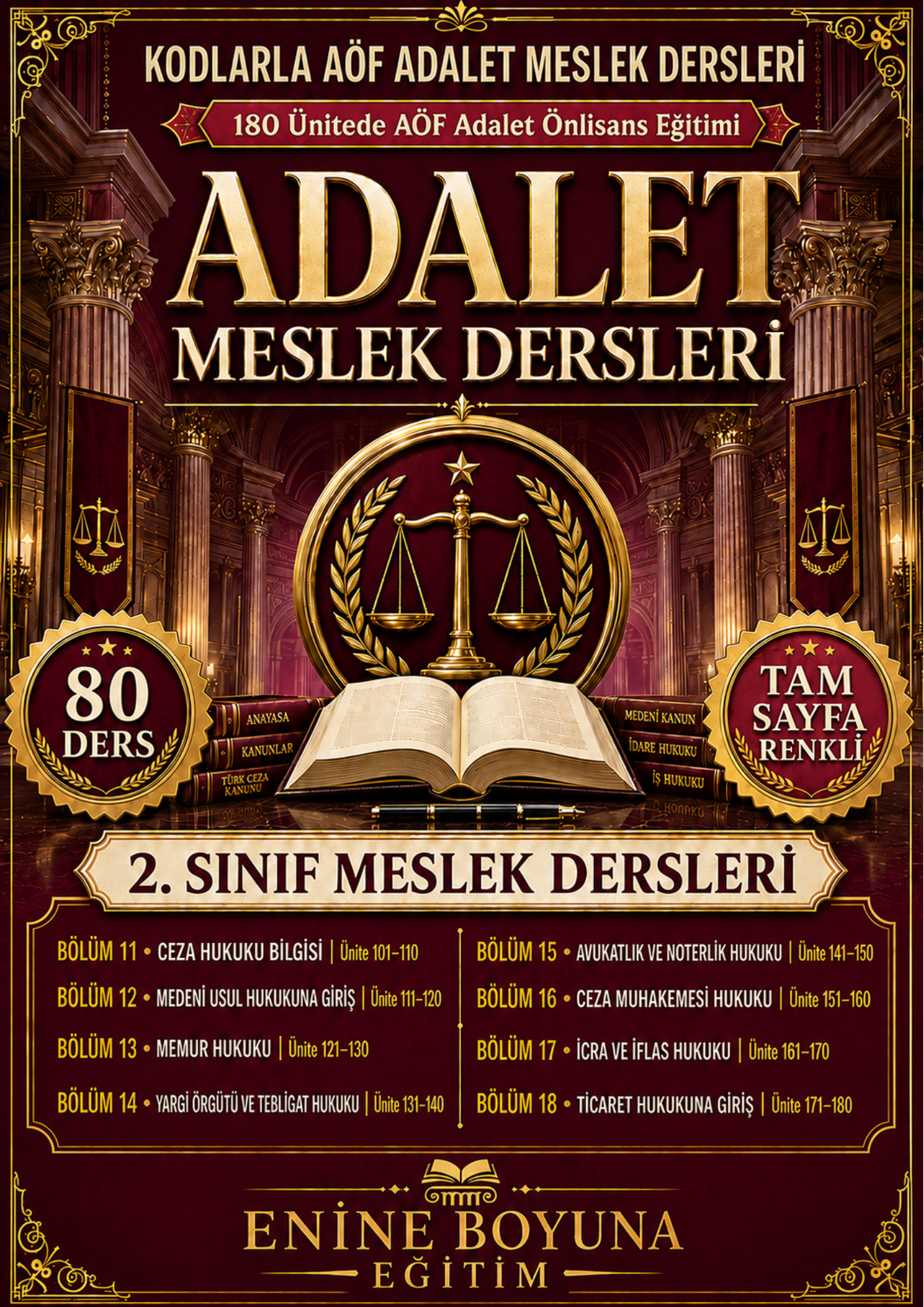 KODLARLA AÖF ADALET MESLEK DERSLERİ – 1. VE 2. SINIF