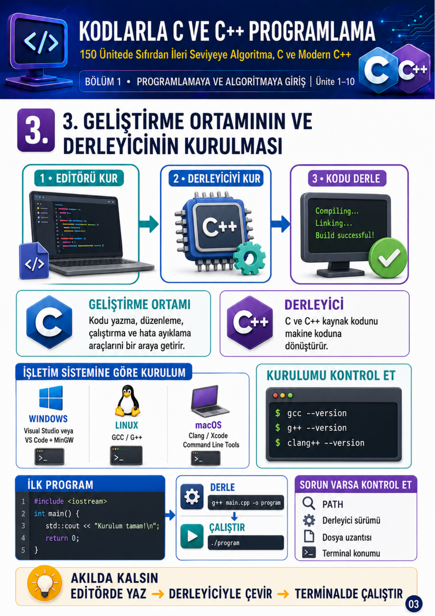 KODLARLA C VE C++ PROGRAMLAMA EĞİTİM KİTABI
