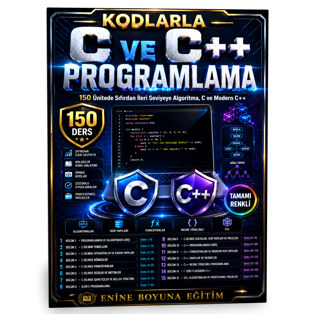 KODLARLA C VE C++ PROGRAMLAMA EĞİTİM KİTABI