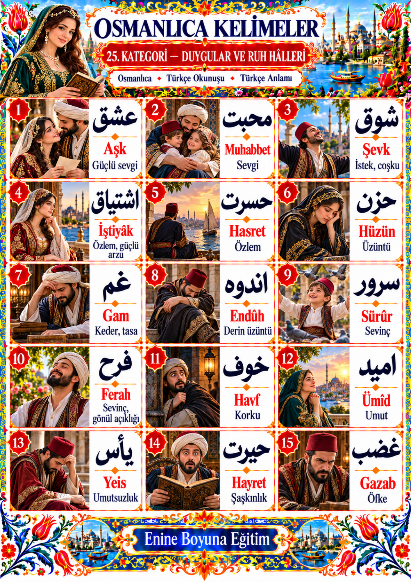Kodlarla Osmanlıca Öğreten Kitap – 230 Ders | Tamamı Renkli | 
