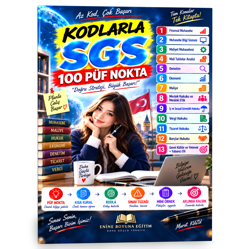 KODLARLA SGS – 100 PÜF NOKTA | SMMM Staja Giriş Sınavı Hızlı Tekrar ve Sınav Stratejisi Kitabı