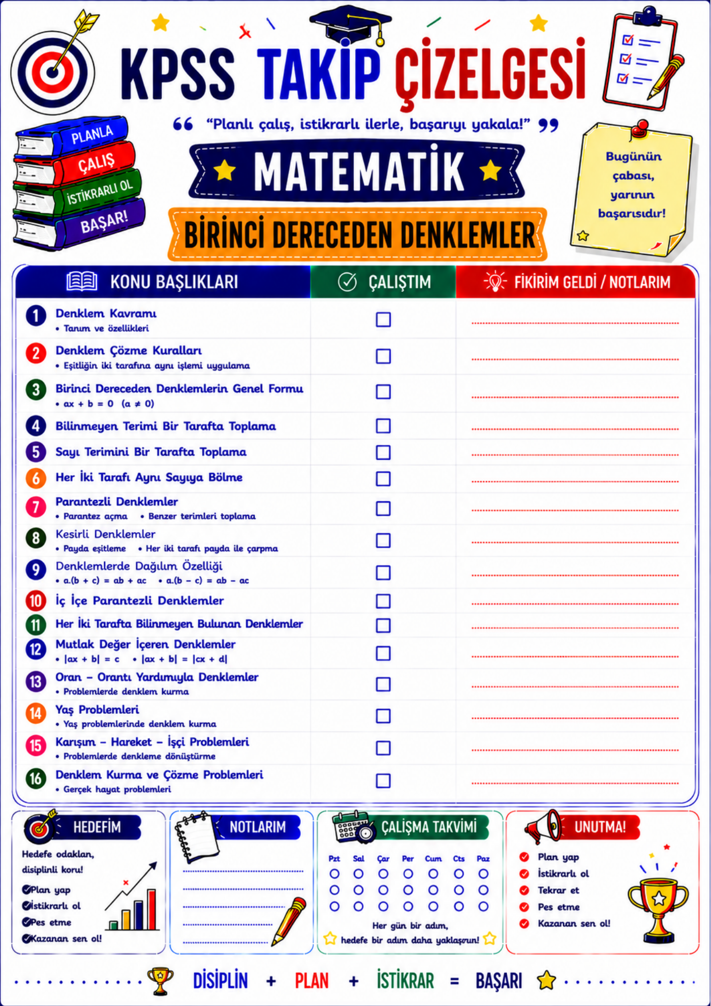 KPSS Takip Çizelge Kitabı