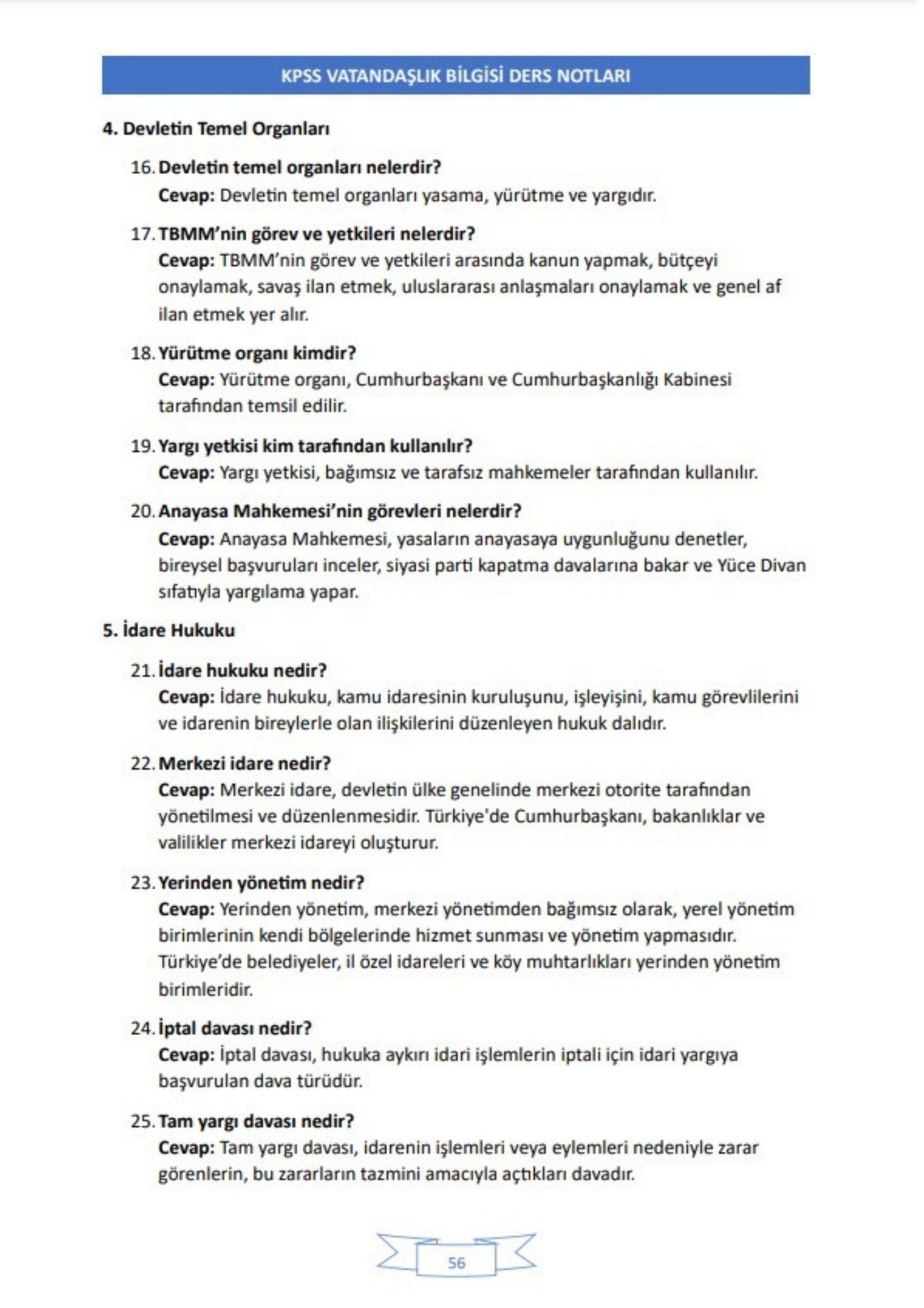 KPSS Vatandaşlık Ders NOTLARI (Çıkacak Sorular)