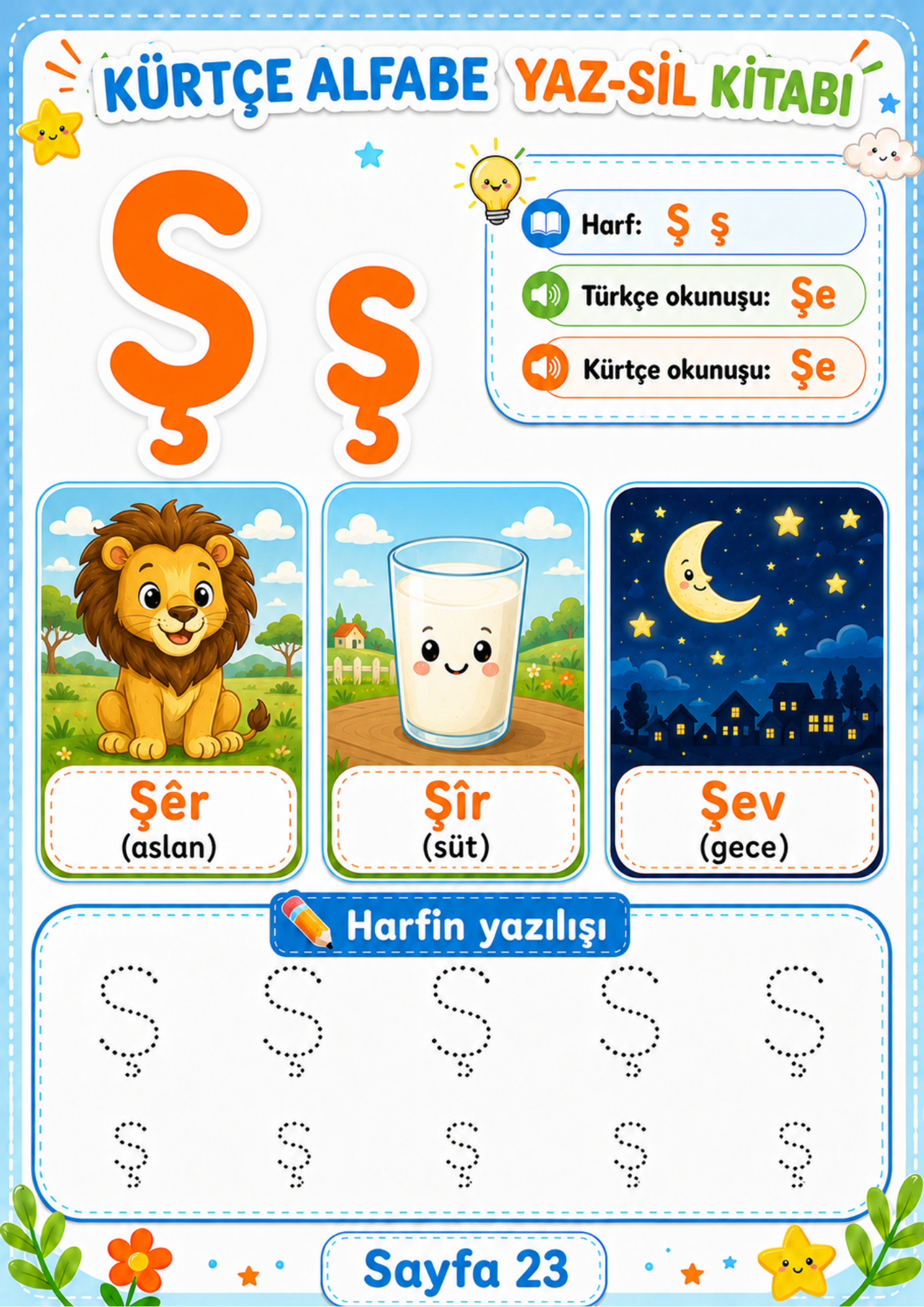 Kürtçe Alfabe Yaz-Sil Kitabı (31 Harf)