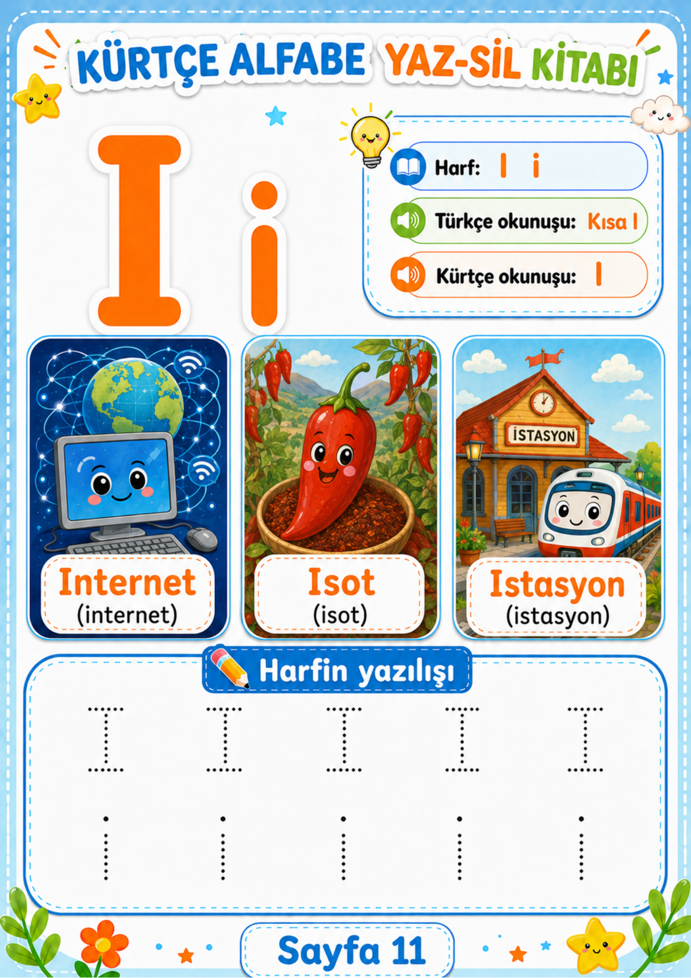 Kürtçe Alfabe Yaz-Sil Kitabı (31 Harf)