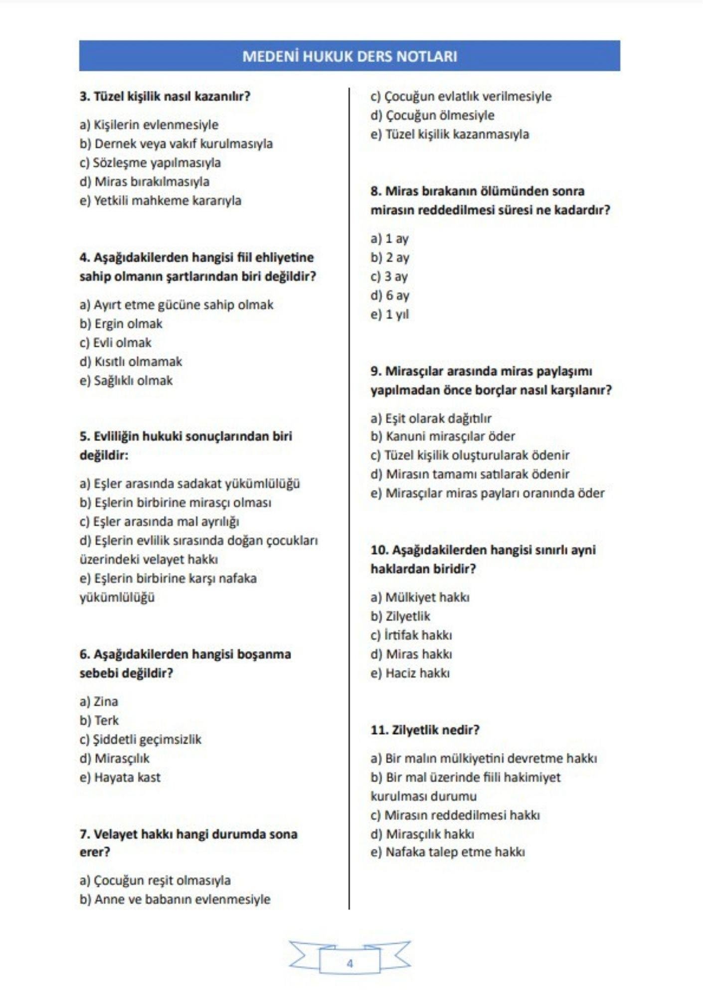 Medeni Hukuk Ders Notları 