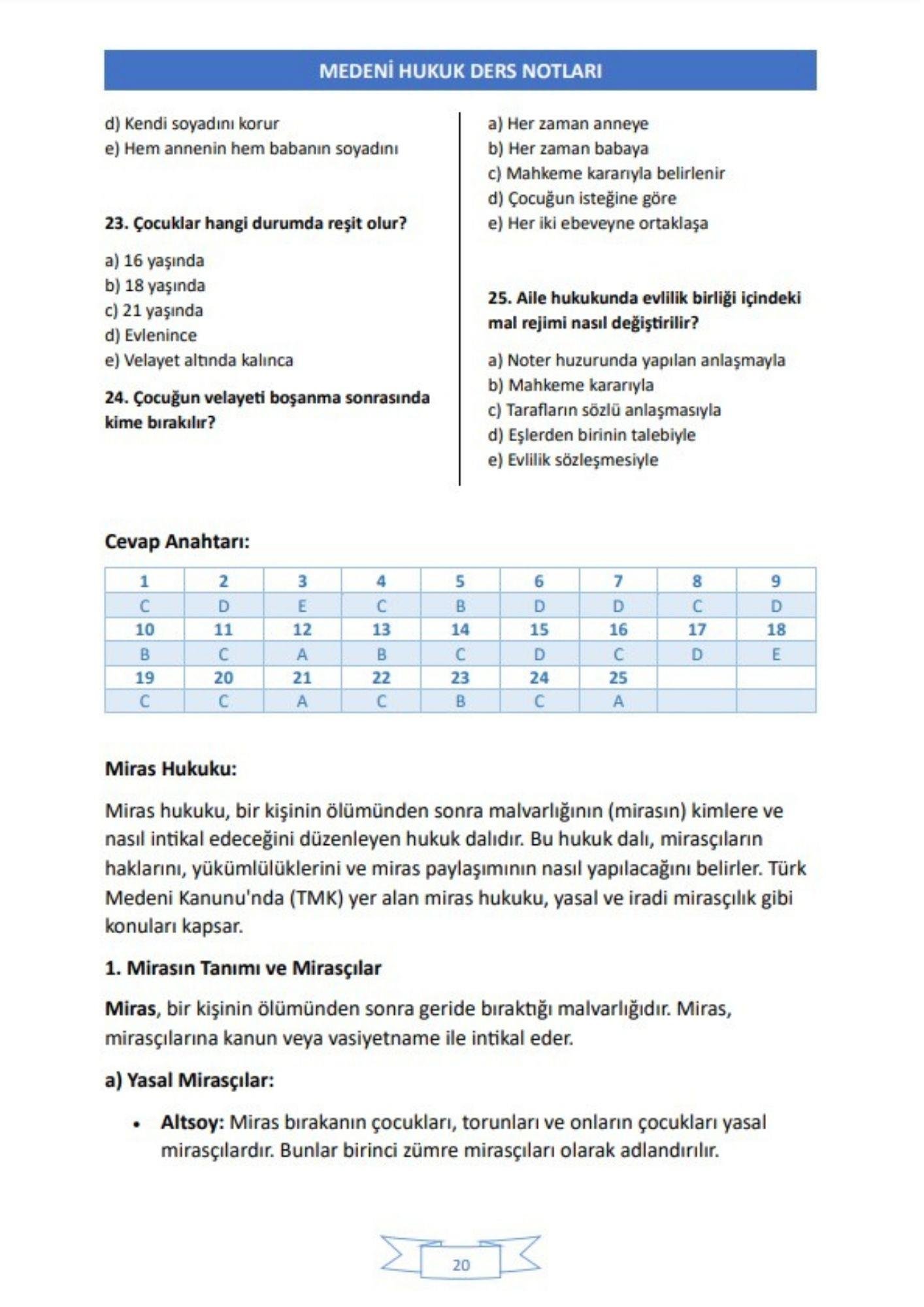 Medeni Hukuk Ders Notları 