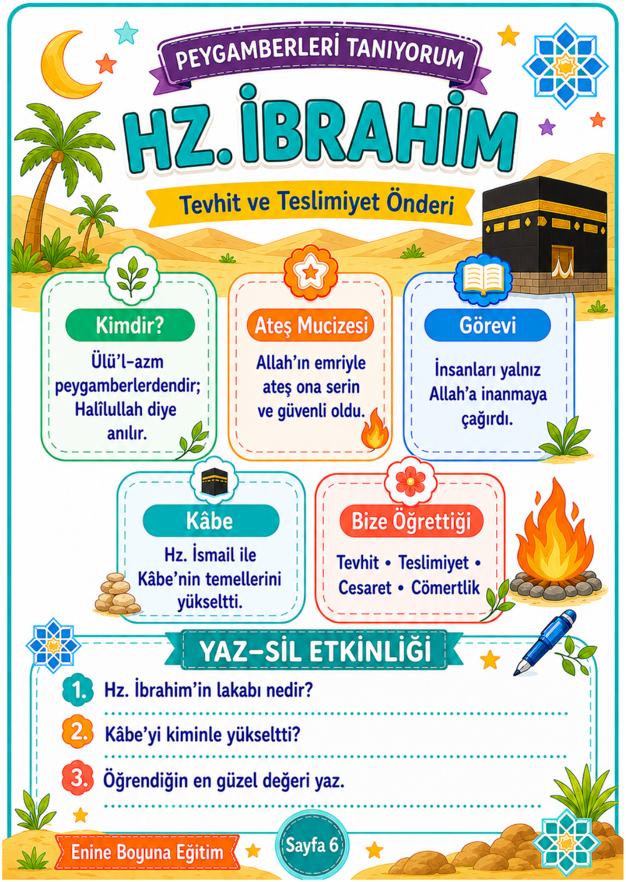 Minik Kalplerin Büyük Rehberleri (Peygamberler, Halifeler ve Sahabiler Yaz-Sil Eğitim Kartları)